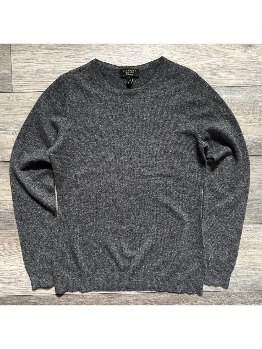 Charter Club Women's S Pullover 100% Cashmere Crew Neck Gray Luxury Sweater